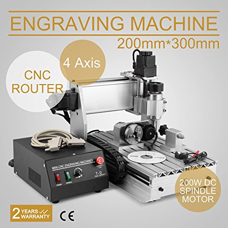 CNCShop CNC Router Engraving Machine CNC Engraver Cutting Machine 3020T 4th Axis Carving Tools Artwork Milling Woodworking (30x20cm 3020T 4 Axis)