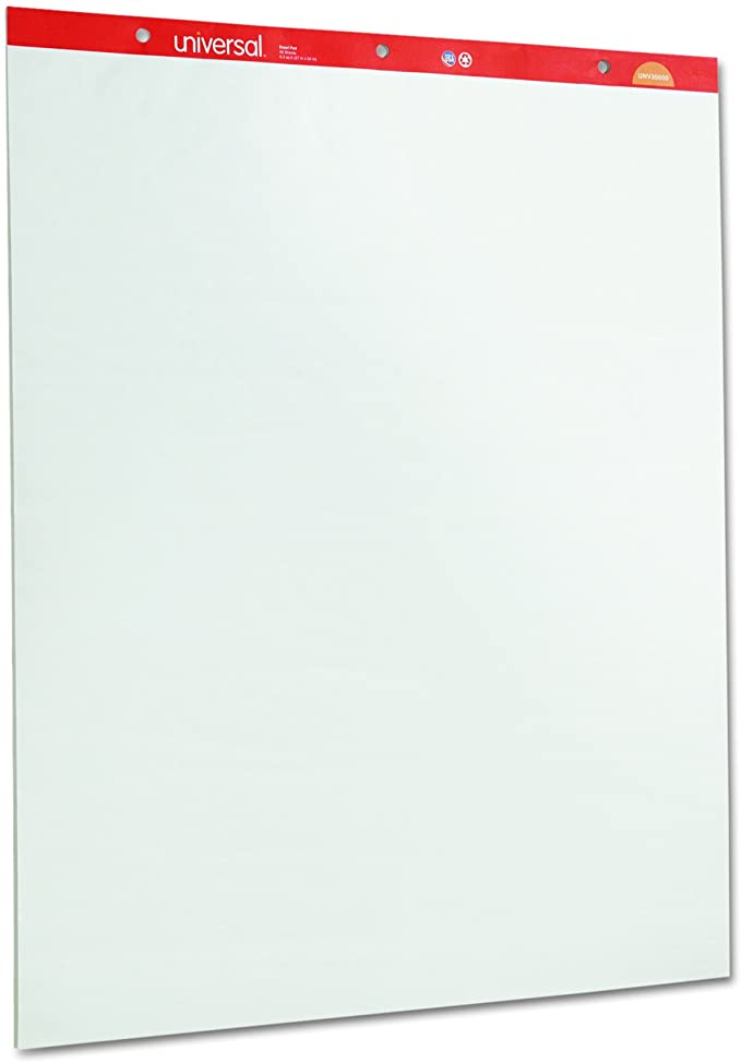 Universal 35600 Recycled Easel Pads, Unruled, 27 x 34, White, 50 Sheet (Case of 2)