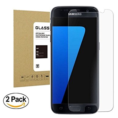 Black - [2 Pack] Samsung Galaxy S7 Screen Protector, Full Screen Coverage, 9H Hardness, Anti-Scratch, HD Ultra-clear, Bubble Free,Tempered Glass Screen Protectors For Galaxy S7