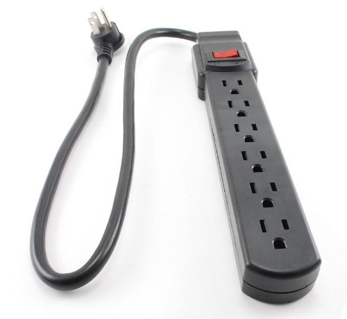 6 Outlet Surge Strip , Horizontal , 90 Joules, 24in (2 ft.) Cable