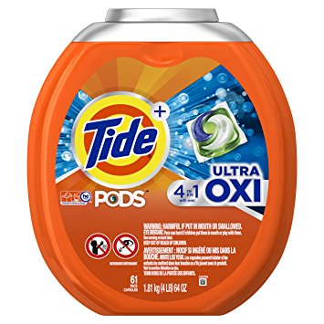 Tide Pods Liquid Detergent Pacs, Ultra Oxi, 61 Count