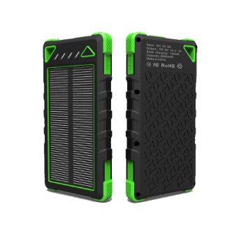 Compact Portable Solar Phone Charger 8000mAH Anti -Slip drop-proof corner protection and water resistant for use outdoors and travel Black