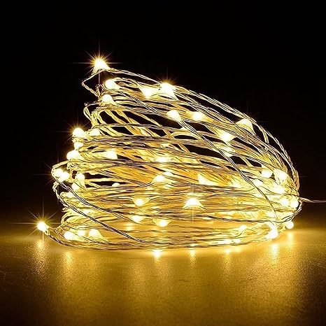 Jsdoin Fairy Lights, 1 PCS 100 LED Battery Operated String Lights Copper Wire Light for Indoor Outdoor Lighting, Bedroom, Wedding Decor, Party, Christmas, Tree Decoration(10M/33ft，Warm White)