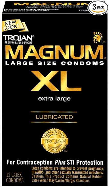 Trojan Magnum XL Extra Large Latex Condoms, Lubricated, 12 Count