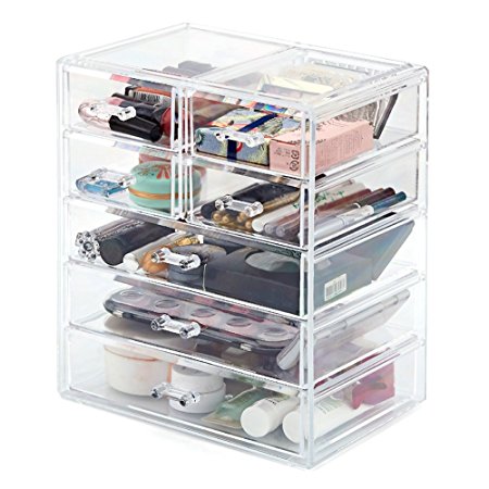 Cosmetic Storage Organizer, EZOWare Acrylic Makeup Cosmetic 7 Drawer Display Storage Organizer Box Case for Jewelry, Cosmetics, Makeup, Beauty Products and more - Clear