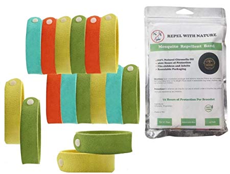 Mosquito Repellent Bracelet Insect 16 Pack Long Lasting for Kids & Adults Organic Bug Wrist Ankle Band Natural Products Travel Pendants Resealable