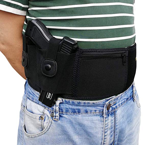 Belly Band Holsters Concealed Carry,with Magazine Pouch and Zipper Pocket