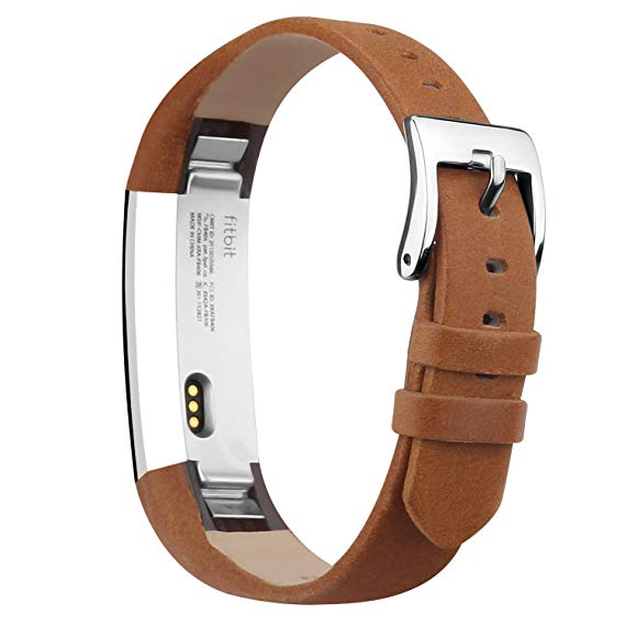 iGK Leather Replacemnt Bands Compatible for Fitbit Alta and Fitbit Alta HR, Genuine Leather Wristbands with Stainless Steel Buckle