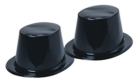 Dozen Black Plastic Top Hats for ages 3