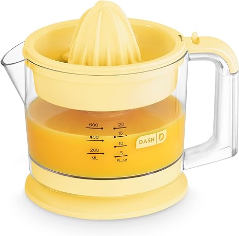 Dash Citrus Juicer Extractor: Compact Juicer for Healthy Juice, Oranges, Lemons, Limes, Grapefruit & other Citrus Fruit with Easy Pour Spout   32 oz Pitcher - Pale Yellow