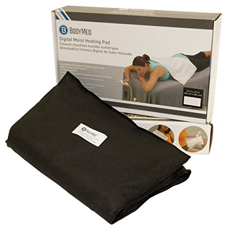 BodyMed Black Digital Electric Moist Heating Pad Delivers Therapeutic Warmth at Source of Pain 14" x 27"