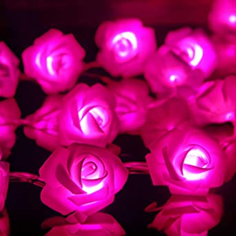 LED Rose Flower String Lights, 6.6 ft 20 LEDs Rose Lamp Fairy String Lights Battery Operated Indoor Outdoor, DIY Lights Decorations for Mother's Day Valentine's Wedding Garden Party (Warm Pink)