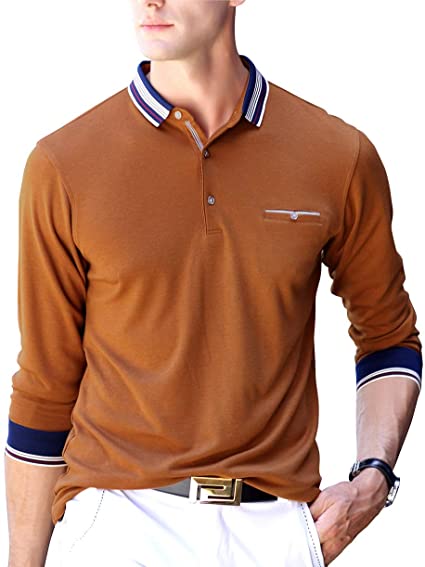XTAPAN Men's Polo Shirt Casual Long Short Sleeve Classic Fashion Polo Cotton T Golf Sport Shirt