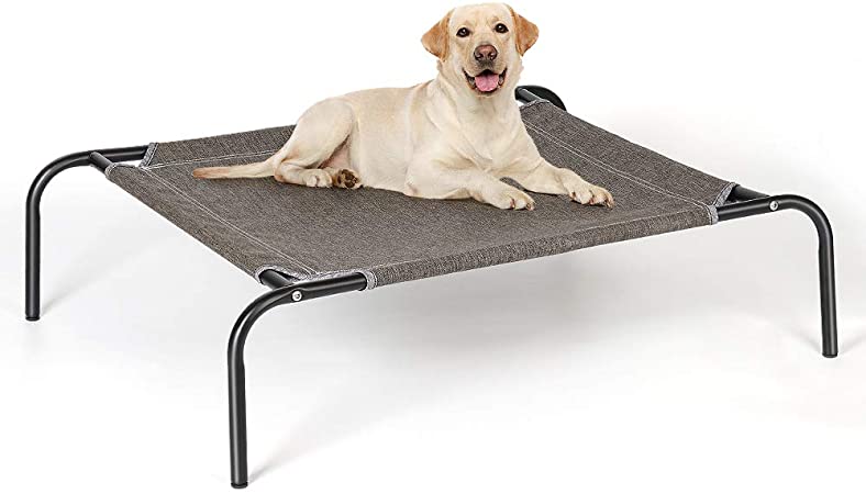 Elevated Dog Bed, Cooling Raised for Small Dogs & Cats, Waterproof Portable Pet Cot Bed for Camping Beach Outdoor Indoor Use Grey