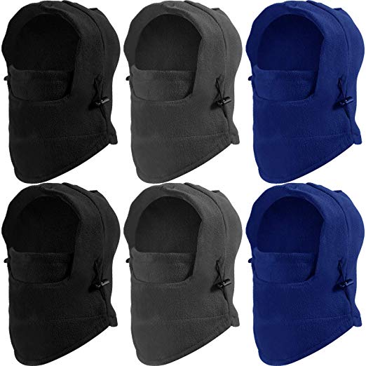 6 Pieces Kids Balaclava Hat Winter Windproof Double Warmer Fleece Ski Face Mask