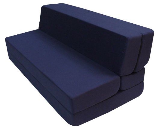 Merax Convertible 5-Folding Foam Sleeping Mattress Sofa Bed and Floor Mat , (Queen(LxWxH) :80in.x60in.x5in, Navy Blue)