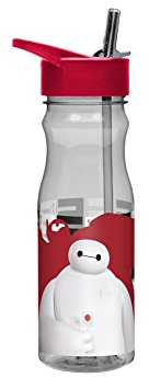 Zak! Designs Tritan Water Bottle with Flip-Up Spout and Straw featuring Disney's Big Hero 6, Break-resistant and BPA-free plastic, 25 oz.