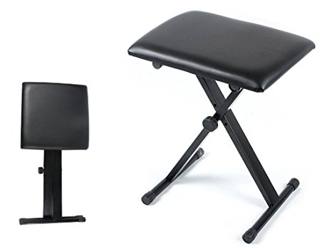 FiNeWaY@ Livivo Black Piano Stool Fully Adjustable Height Pro X Frame Keyboard Bench Seat