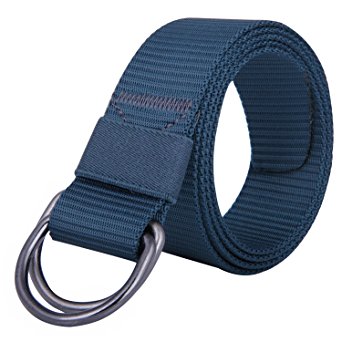 JINIU Canvas Web Belts for Men Women Military Style Double D Ring Buckle Belt