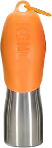 KONG H2O Stainless Steel Dog Water Bottle & Pet Travel Bowl, 25 oz - Orange