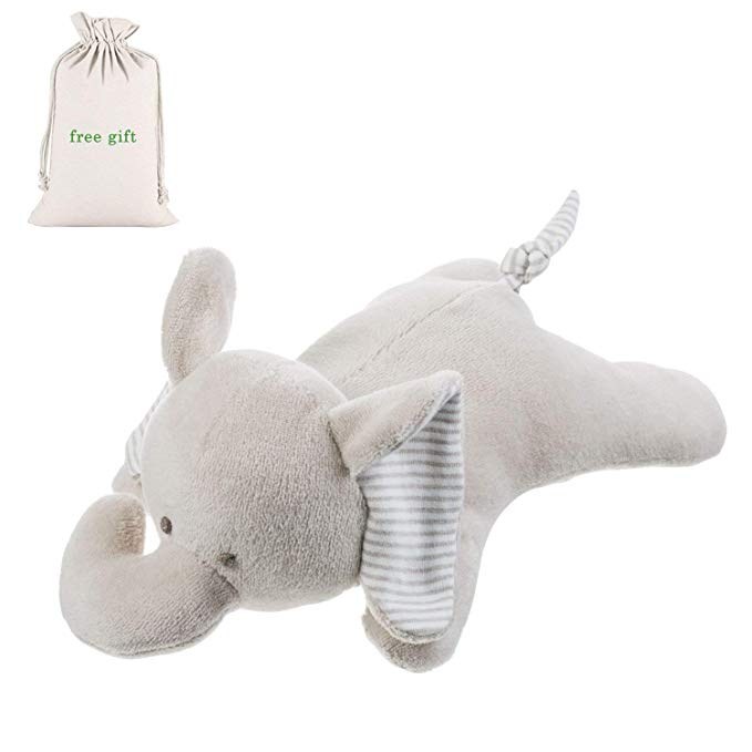 Benaturalbaby Organic Cotton Elephant Stuffed Animal, Plush Toys for Baby, Infant Boys, Girls, 9.4 inches
