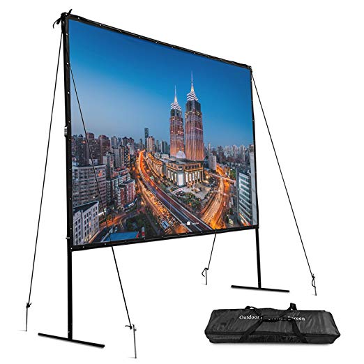 VEVOR Portable Projection Screen 144 Inch 16:9 Indoor and Outdoor Movie Screen with Stand Projector Screen with Carring Bag