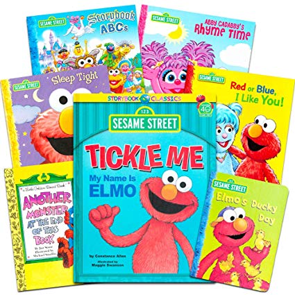 Sesame Street Elmo Book Super Set for Toddlers -- 7 Book Set (Tickle Me, Another Monster, Elmo's Ducky Day, and 4 Storybooks)