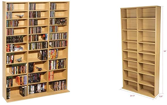 Atlantic Oskar Adjustable Media Wall-Unit - Holds 1080 CDs, 504 DVDs or 576 Blu-Rays/Games & Oskar Adjustable Media Cabinet - Holds 464 CDs, 228 DVDs or 276 Blu-Rays