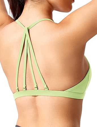 YEOREO Workout Sports Bras for Women Padded Strappy Open Back Gym Bra Light Impact Criss Cross Yoga Crop Top