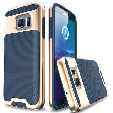 Galaxy S7 Case -- Artech 21 [Vivid Arkansas Series] Slim Dual Layers [ Shockproof ] [Drop Proof ] Textured Pattern Anti-Slip Protective Cover Case For Samsung Galaxy S7 -- [Navy/Gold]