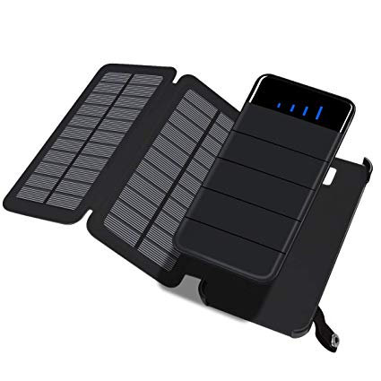 ADDTOP Solar Charger, Solar Power Bank 10000mAh 2 Solar Panels Portable External Battery Pack 2 USB 2.1A Output Compatible with All Smartphones, Tablets, Android Phones