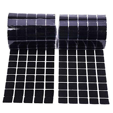 Self Adhesive Dots, Hompie Sticky Back Coins,300pcs(150Pairs) 3/4" Diameter Square DIY Magic Nylon Coins Hook & Loop Strips with Waterproof Coin Glue Fastener Dot Pads,Perfect for School,Office -Black