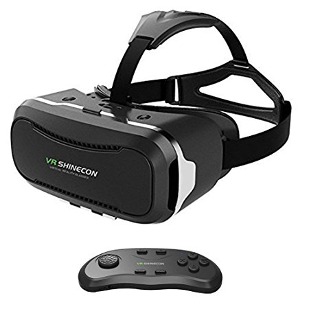 3D VR Glasses   Gamepad Remote Controller,Emontek 2nd Version Virtual Reality Glasses Headset for 3D Videos Movies Games with Most 3.5"-6.0" iPhone,Samsung,HTC and Other Smartphone (VR Glasses-309with Remote Control-283)