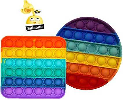 2PCS Rainbow Pop Fidget it Toy Pop Bubble it Sensory Fidget Toy Autism Special Needs Stress Reliever, Squeeze Sensory Toy, Relieve Stress, Help Restore Emotions (Raibow)