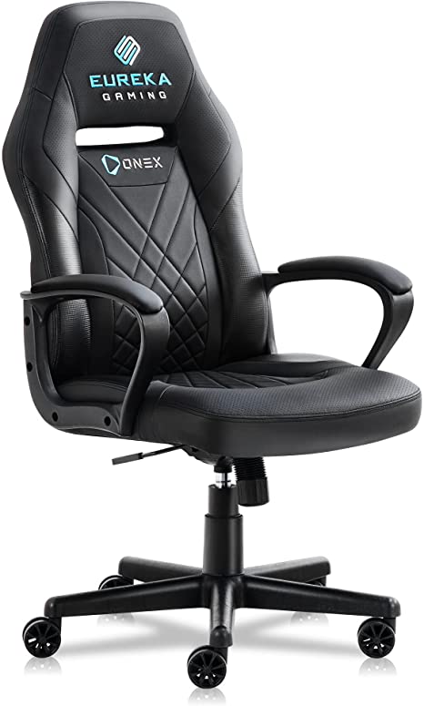 DESIGNA Ergonomic Office Chair, High Back Executive Computer Chair Swivel Leather Chair with Headset Lumber Support, Black