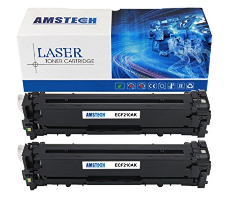 2Pack Amstech 1,600 Pages Compatible Black Toner Cartridge Replacement For HP CF210A 131A For HP LaserJet Pro 200 Color M251n M251nw MFP M276n M276nw Canon ImageClass MF8280Cw