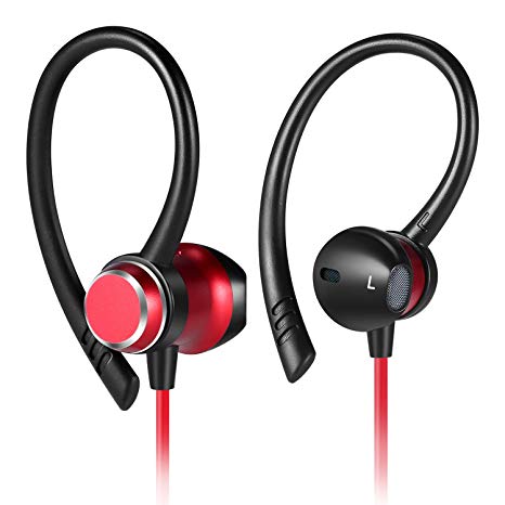 Wireless Sports Bluetooth Headphones Best Magnetic Wireless Earbuds w/Mic IPX5 Waterproof Sweatproof HD Stereo 8 Hour Battery Noise Cancelling Headsets for Gym Running Workout earbuds (red)