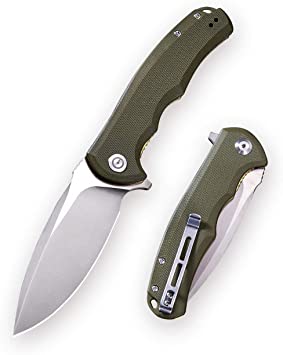 CIVIVI Folding Pocket Knives- Praxis Flipper Liner Lock Knife, 3.75" Satin Blade with G-10 Handles, Reversible Clip for Everyday Carry, Hunting and Outdoor Use C803A(OD Green)