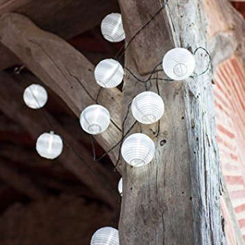 10 White LED Solar Chinese Lantern String Lights