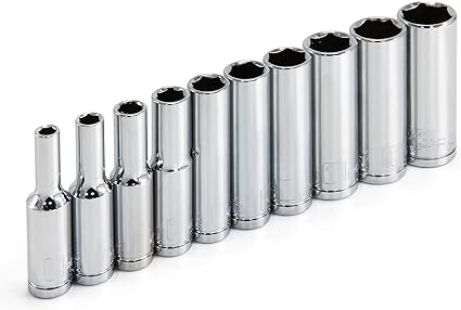 Powerbuilt 640538 1/4-Inch Drive Metric Deep Socket Set, 10-Piece