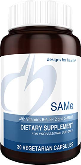 Designs for Health SAMe Capsules with B6, B12   5-MTHF - 200mg SAMe   5-MTHF (Folate)   Methyl B12 (30 Capsules)