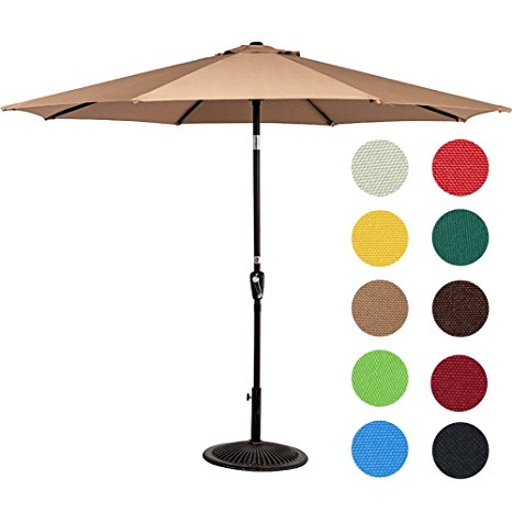 Sundale Outdoor 9 Feet Outdoor Aluminum Patio Umbrella with Auto Tilt and Crank, 8 Alu. Ribs,100% Polyester (Tan)