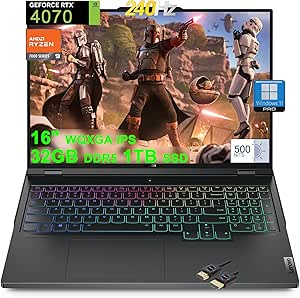 Lenovo Legion Pro 5 Gaming Laptop | 16" WQXGA 240Hz (500nits 100% DCI-P3 HDR400) | AMD 16-Core Ryzen 9 7945HX (&gt;i9-14900HX) | 32GB DDR5 1TB SSD | GeForce RTX 4070 | Backlit Win11Pro Grey + HDMI Cable