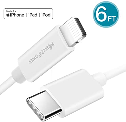 Marchpower iPhone Fast Charger USB C to Lightning Cable - 6ft MFi Certified - Fast Charging Syncing Cord Supports Power Delivery with Type C iPhone 11 Pro Max X XS XR 8 Plus iPad (2020)