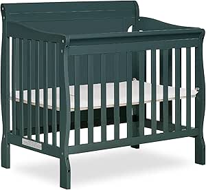 Alice 3-in-1 Full Panel Convertible Mini Crib, Olive, Greenguard Gold Certified