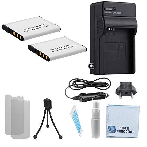 2 NP-BN1 Batteries, AC/DC Turbo Charger with Travel Adapter and Complete Starter Kit for Sony Cyber-shot DSC-QX10 DSC-QX100 DSC-TF1 DSC-TX10 DSC-TX20 DSC-TX30 DSC-W530 DSC-W57 Digital Cameras and more