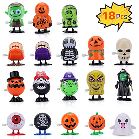 VIRIITA 18 Pack Halloween Wind Up Toys, Assorted Clockwork Toys Assortment Goody Bag Filler Supply for Party Favors for Kids