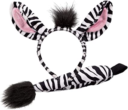 Wicked Zebra Ears & Tail Animal Fancy Dress Accessory Set