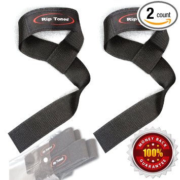 Lifting Straps By Rip Toned (PAIR) - Normal or Small Wrists - Bonus Ebook - Lifetime Warranty - Cotton Padded - Weightlifting, Crossfit, Bodybuilding, Strength Training, Powerlifting