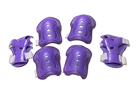 Fantasycart's Kid's Roller Blading Wrist Elbow Knee Pads Blades Guard 6 PCS Set in Purple (Purple)